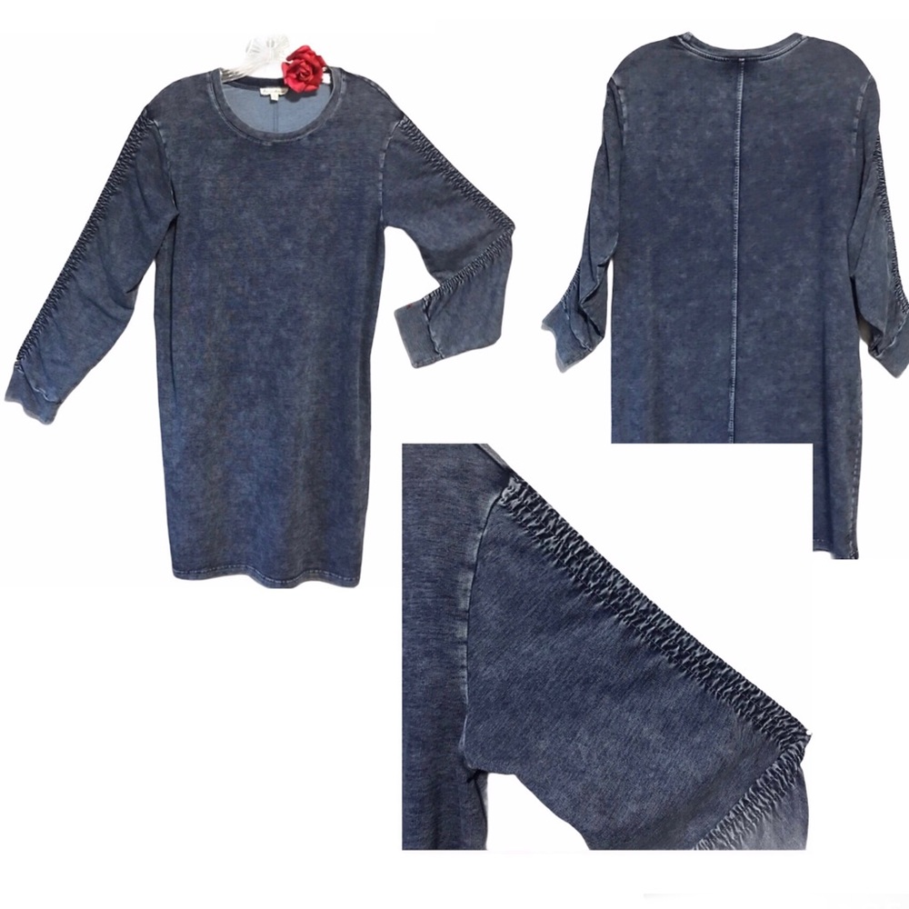 SALE MED JANE & DELANCEY LONG SLOUCHY RUCHED TUNIC TOP GRUNGE GRANOLA MINIMALIST